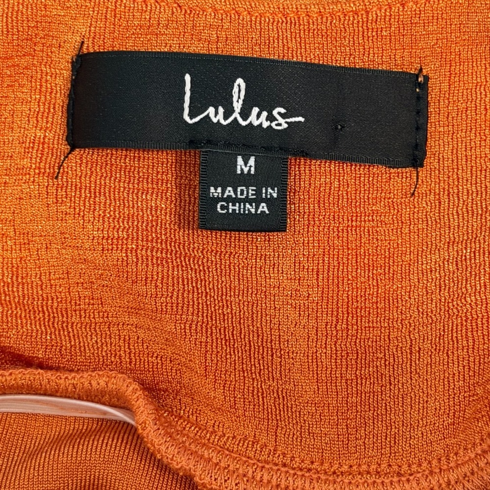 Lulus Dreamy Date Orange Surplice Midi Dress M Ruched Plunge Wedding Resort - Picture 8 of 15